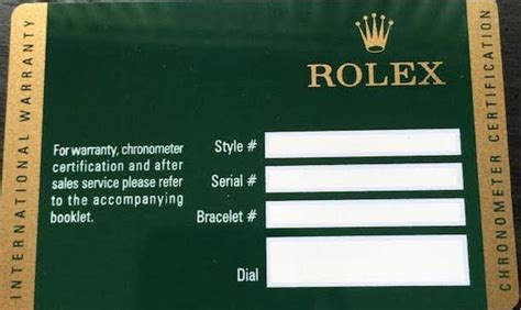 rolex new style warranty card.